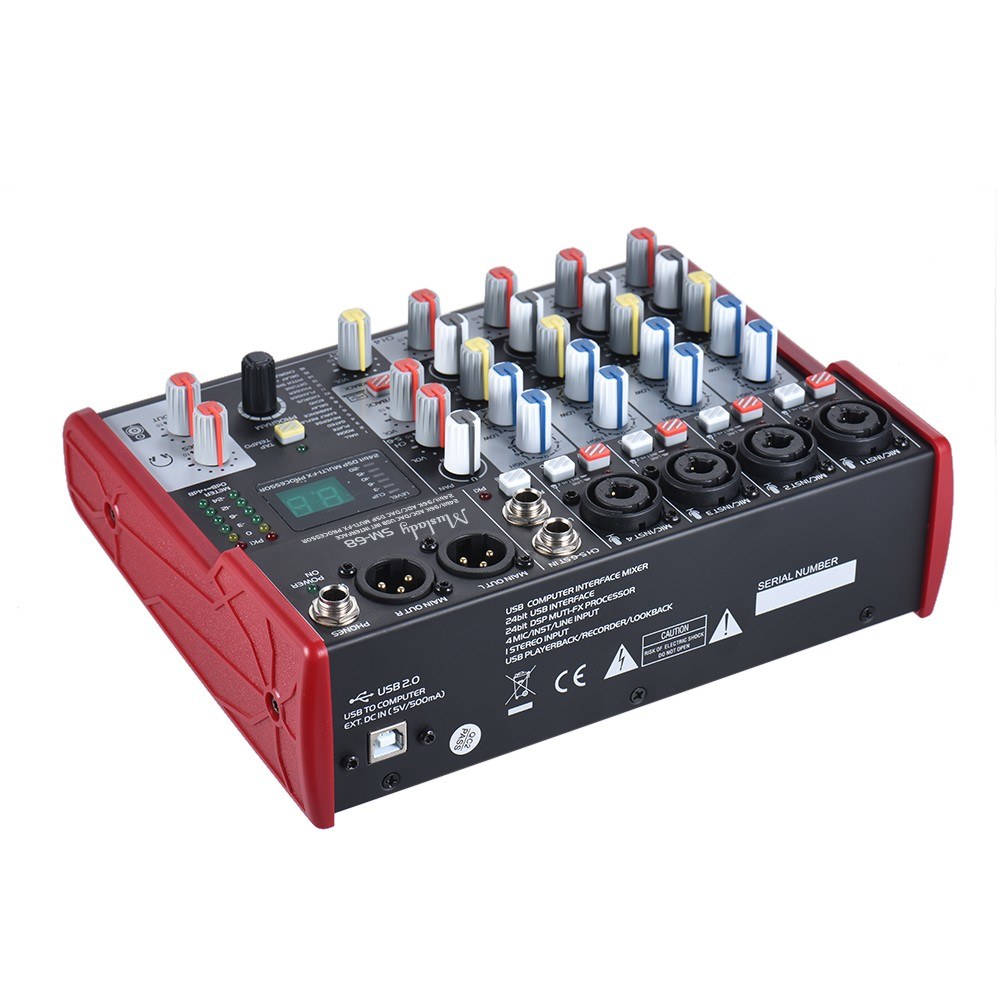 Audio Mixer 16 Channel Usb - SM-68 Portable 6-Channel Sound Card Mixing
