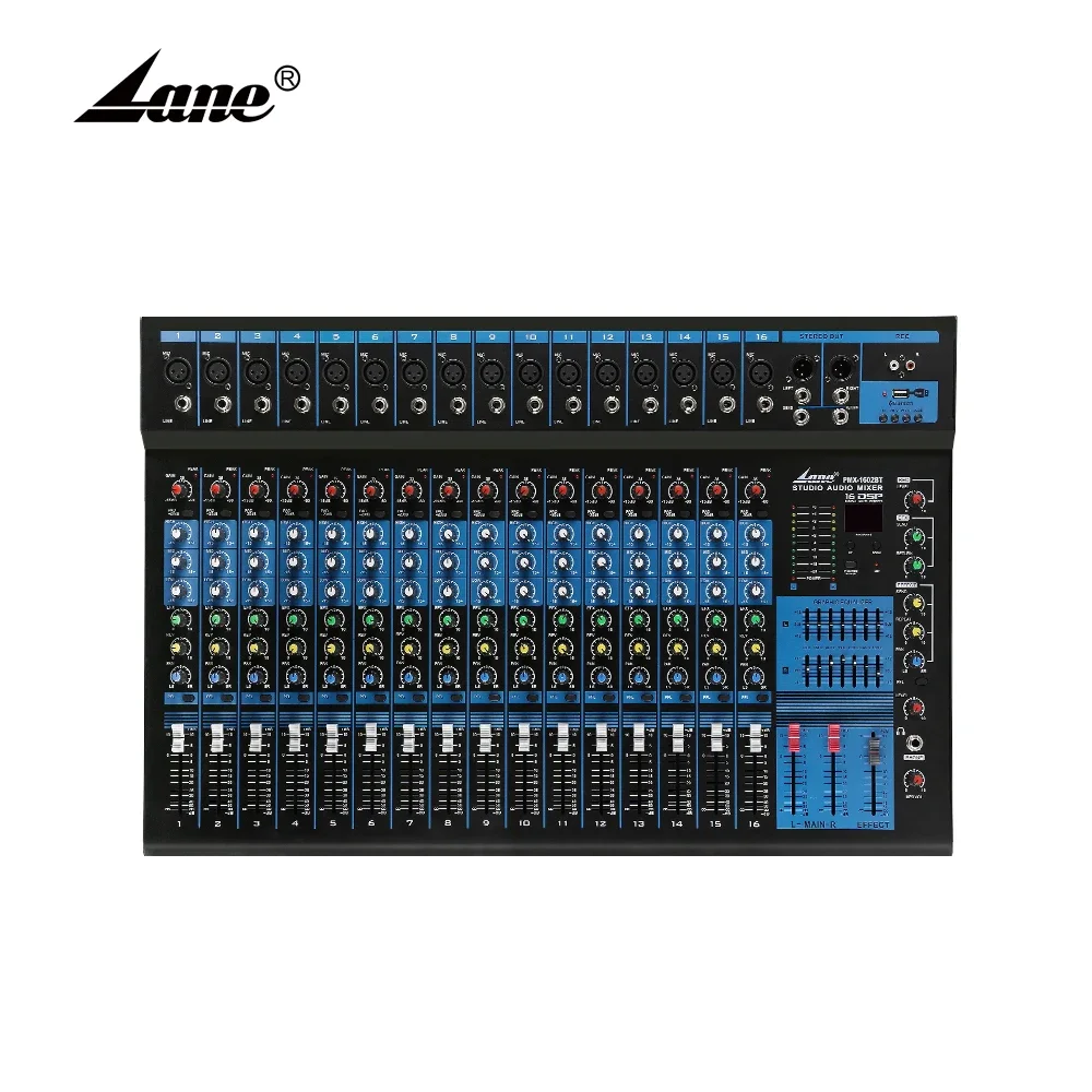 Audio Mixer 16 Channel Usb - Lane PMX-1602BT New Design 16 Channel