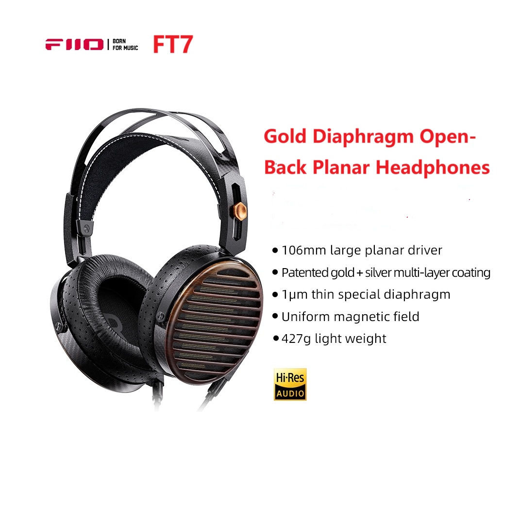 Studio Headphones Monitoring Open Back - FiiO FT7 Gold Diaphragm Open-Back Planar