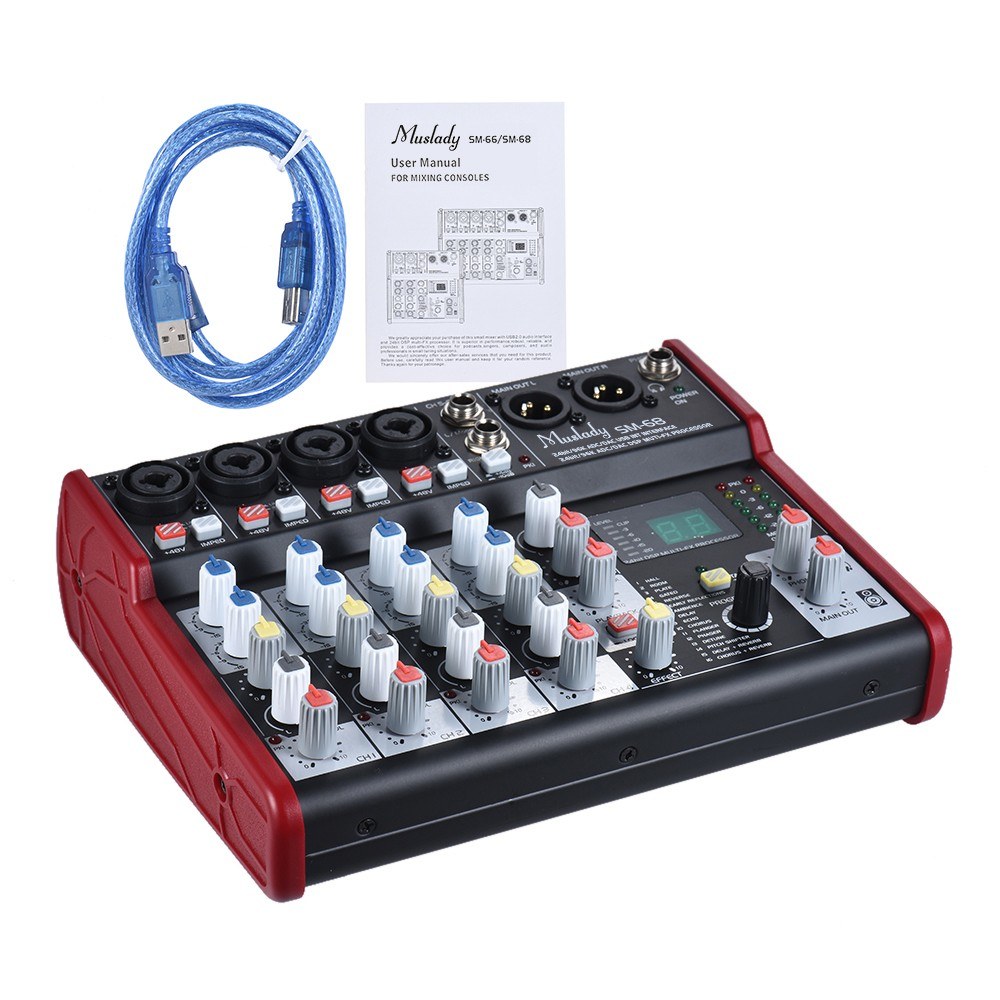 SM-68 Portable 6-Channel Sound - đánh giá và giá Audio Mixer 16 Channel Usb