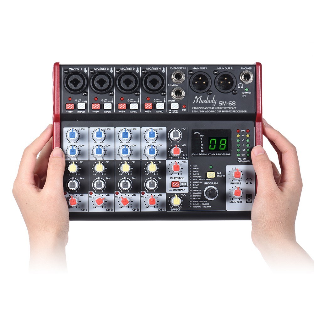 SM-68 Portable 6-Channel Sound - đánh giá và giá Audio Mixer 16 Channel Usb