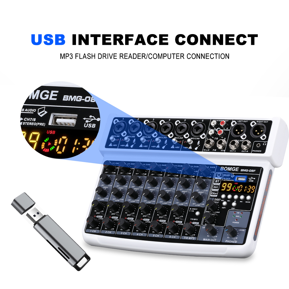 BOMGE BMG-08F 8 Channel DJ Aud - đánh giá và giá Audio Interface Usb 8 Channel