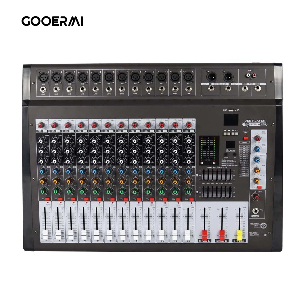 Gooermi DMX-12 12 Channel Cons - đánh giá và giá Audio Mixer 16 Channel Usb
