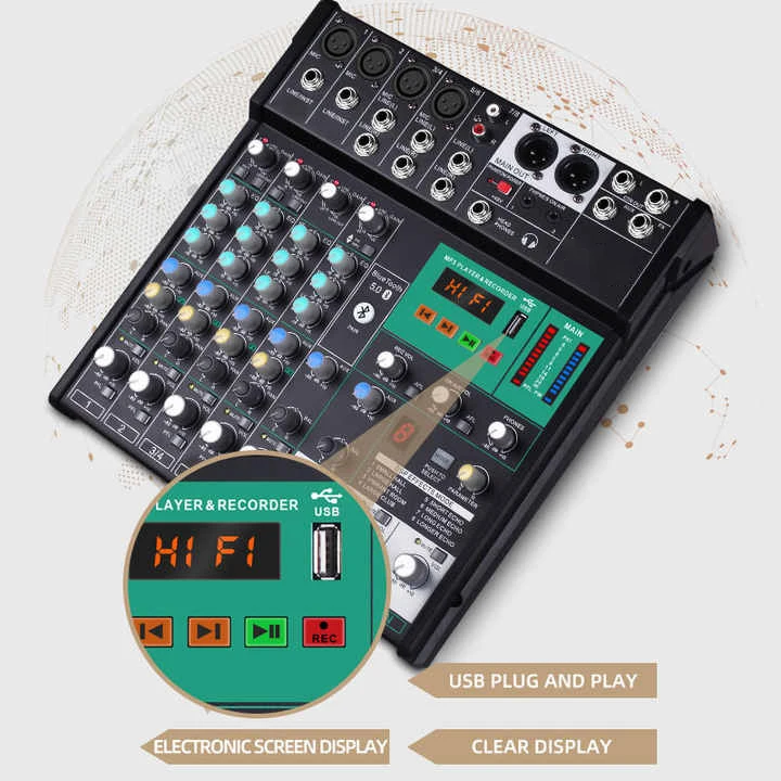 Professional 8-Channel DJ Audi - đánh giá và giá Audio Mixer 16 Channel Usb