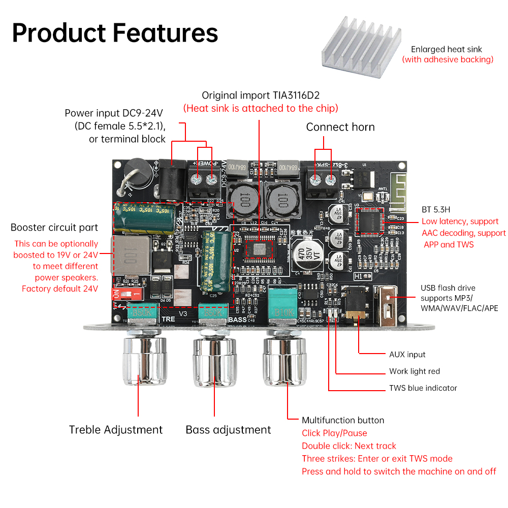 ZK-1001U DC 9-24V Mono 100W Bl - đánh giá và giá Mic Preamp 1073 Clone