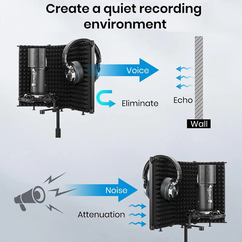 Foldable Studio Microphone Shi - đánh giá và giá Vocal Booth Isolation Shield