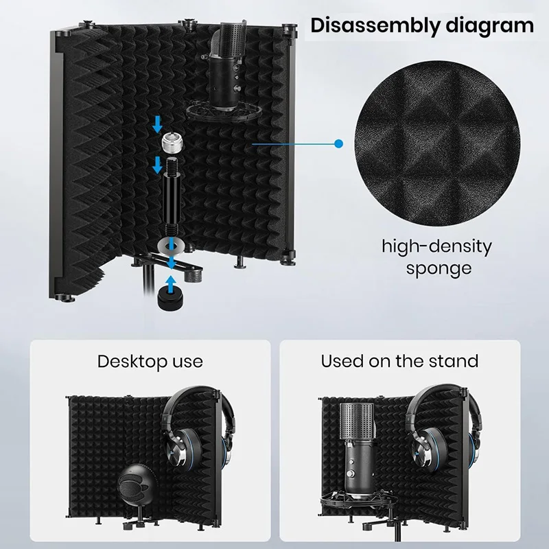 Foldable Studio Microphone Shi - đánh giá và giá Vocal Booth Isolation Shield